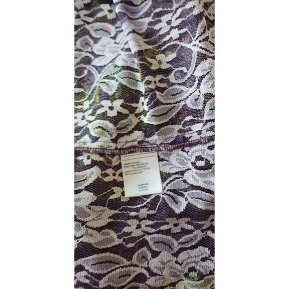NEW LAUNDRY BY SHELLI SEGAL  PURPLE FLORAL LACE RUCHED DRESS SZ 10 - Picture 8 of 9